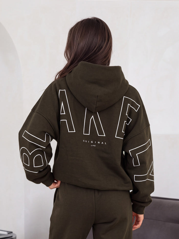 Embroidered Isabel Oversized Hoodie - Deep Brown