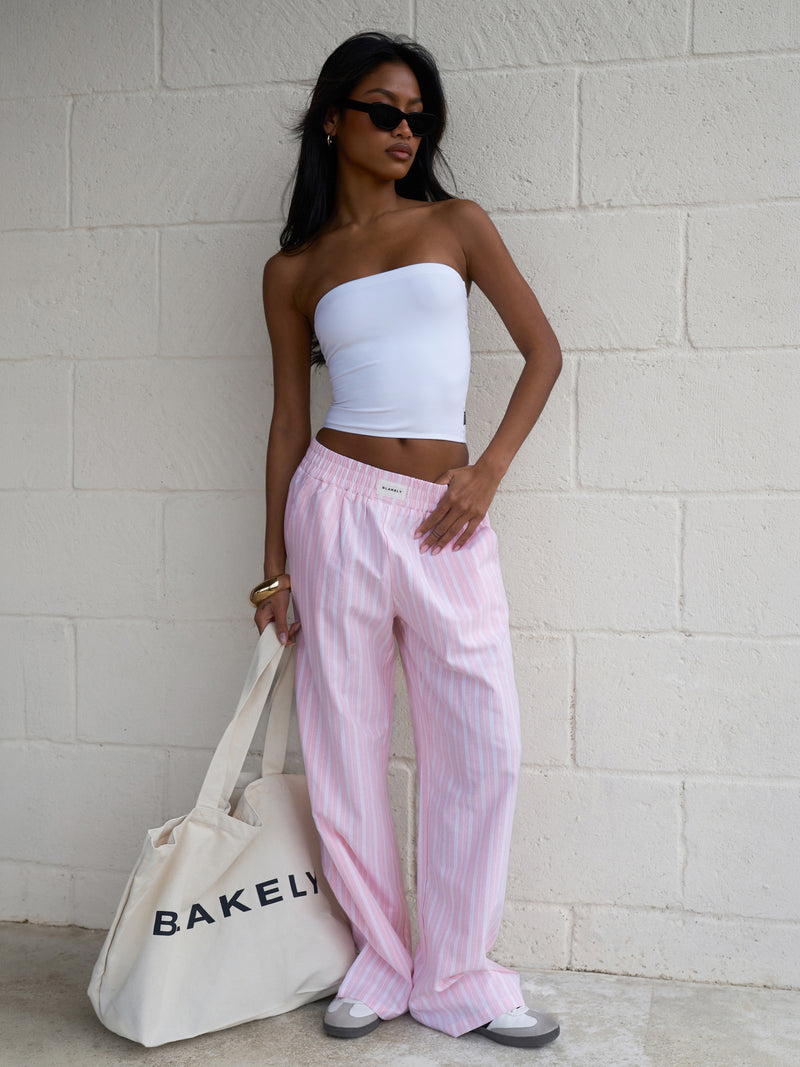 Elena Stripe Trousers - Pink