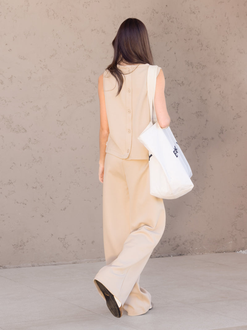 Emmy Wide Leg Trousers - Light Tan