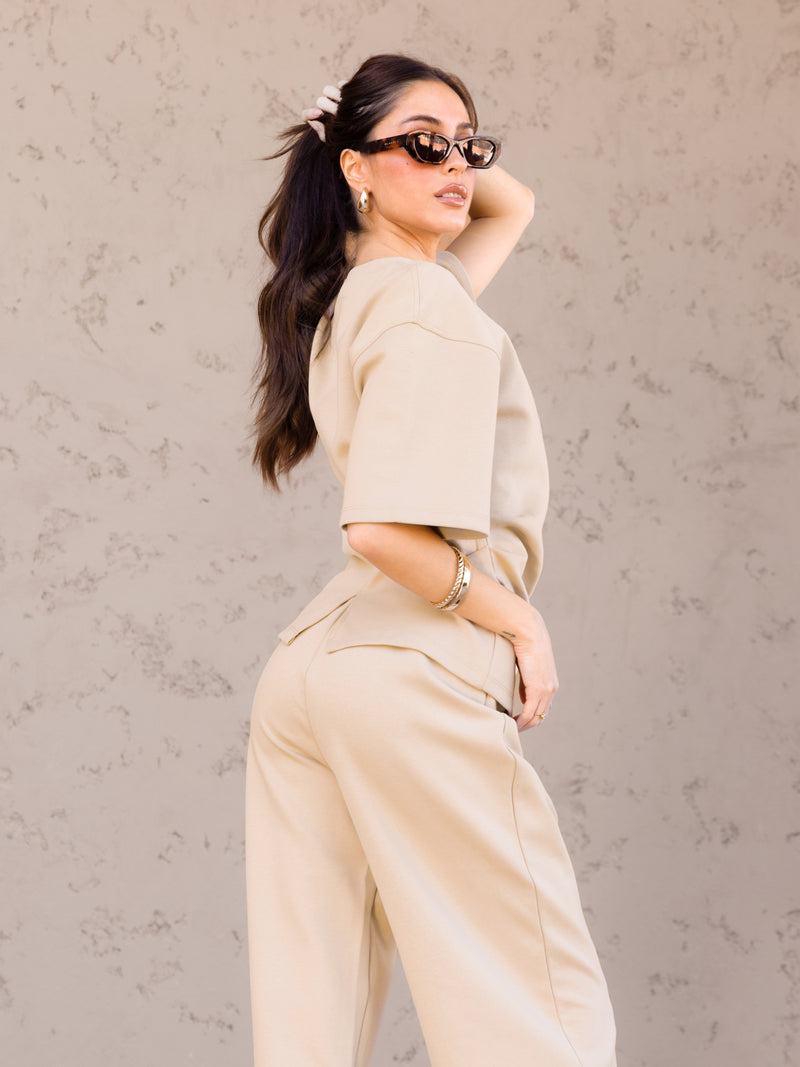 Emmy Cinched T-Shirt - Light Tan