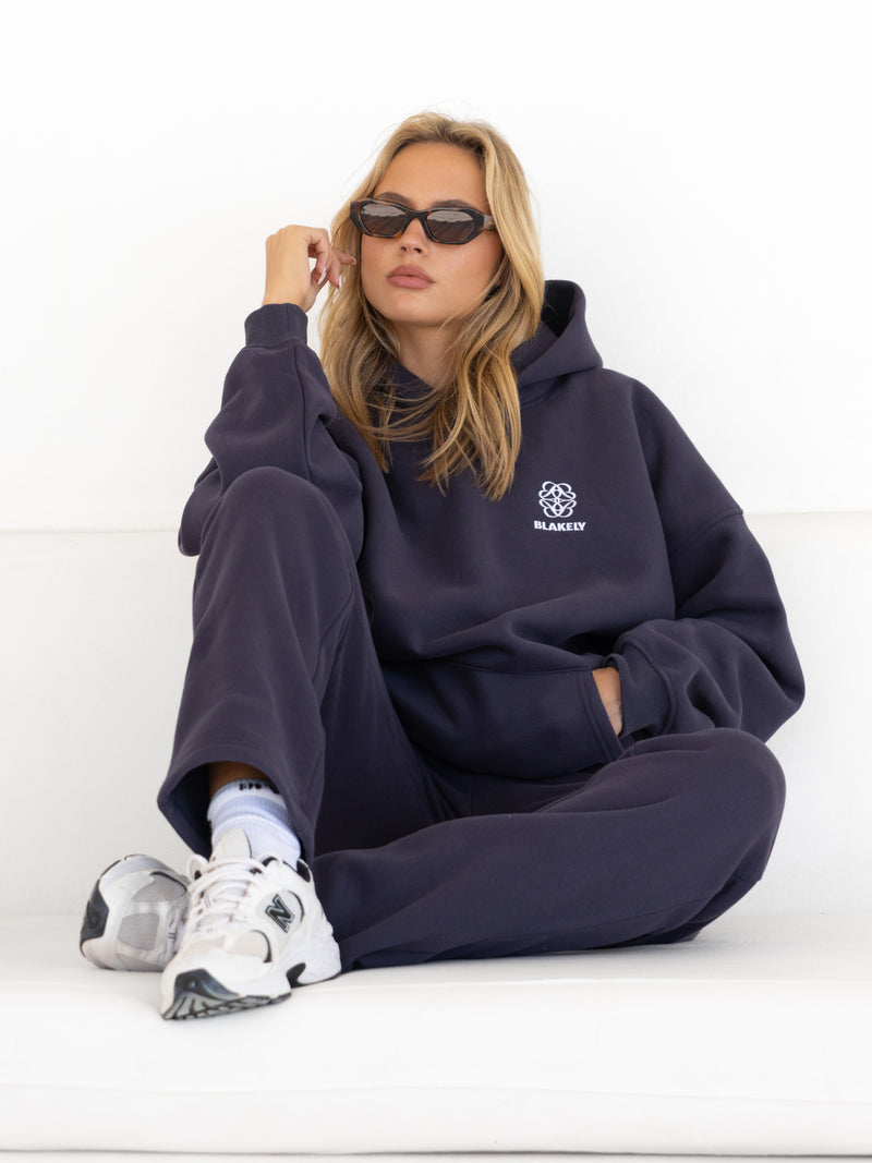 Iris Wide Leg Sweatpants - True Navy