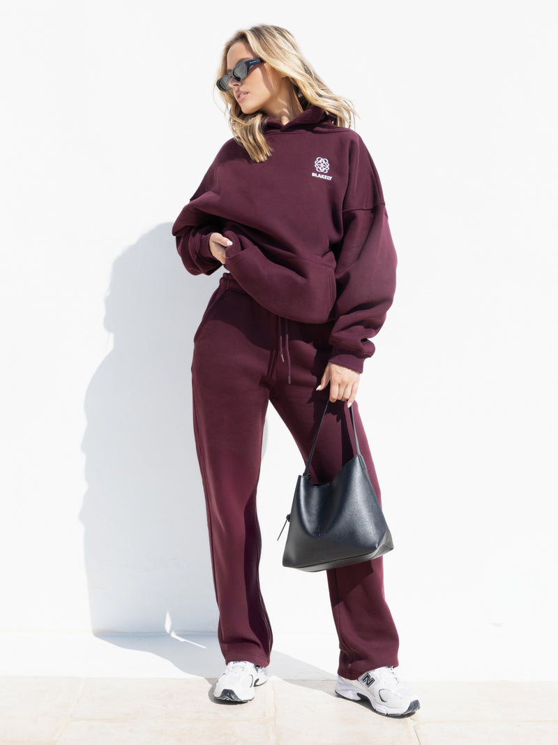 Iris Wide Leg Sweatpants - Deep Burgundy