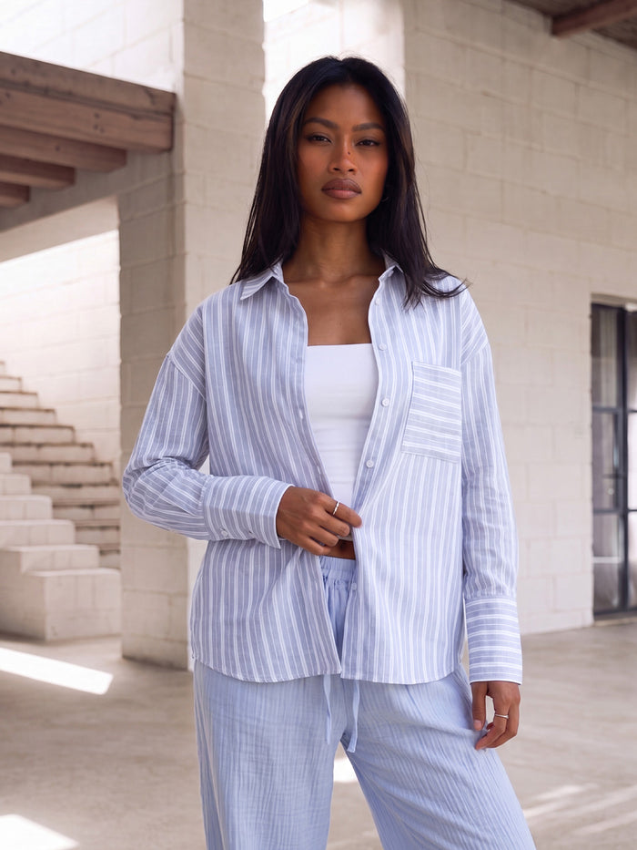 Elena Stripe Shirt - Blue