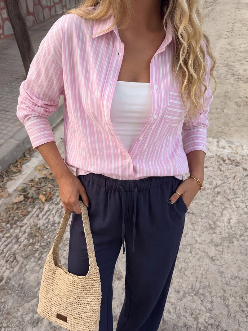 Elena Stripe Shirt - Pink