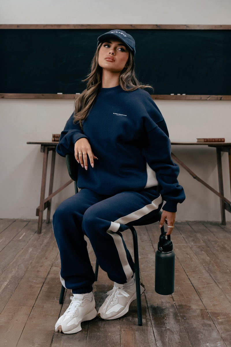 Panel Sweater & Sweatpants Set - True Navy