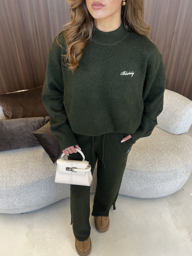 Oversized Knitted Sweater - Dark Green