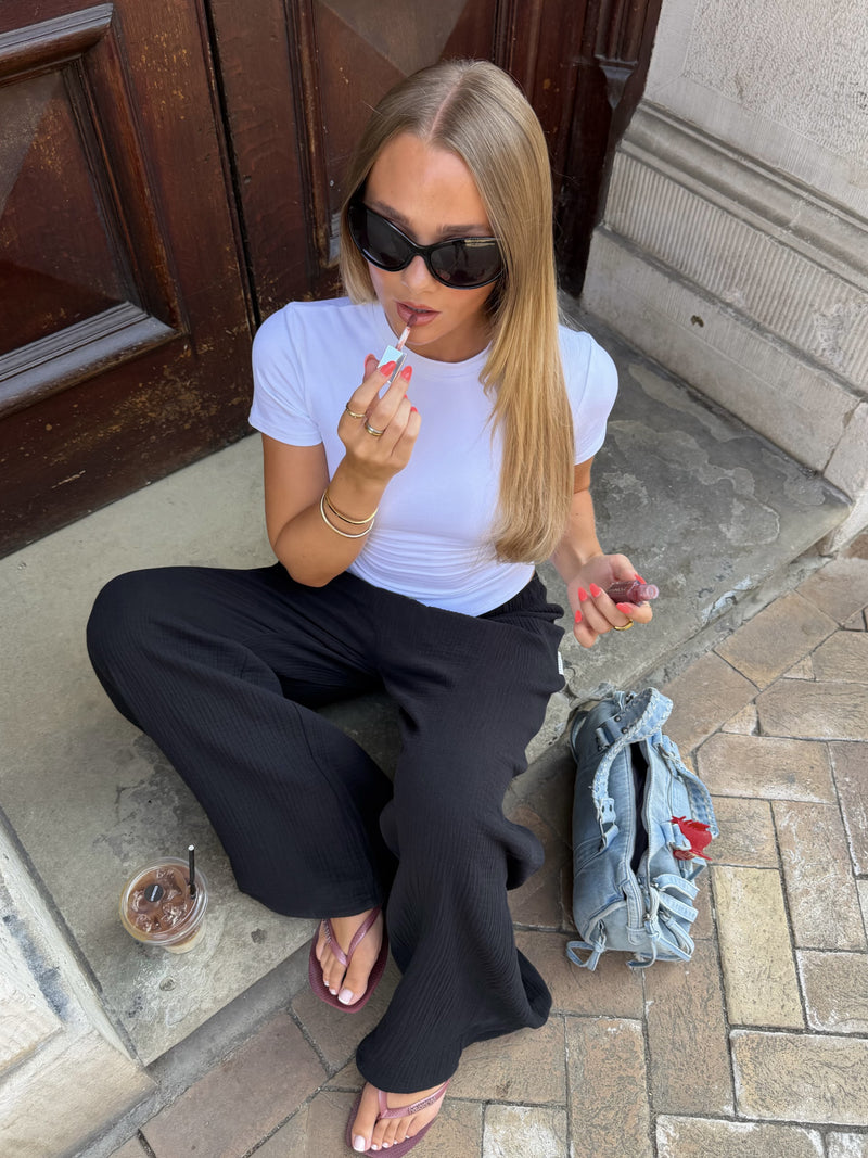 Mila Wide Leg Trousers - Black