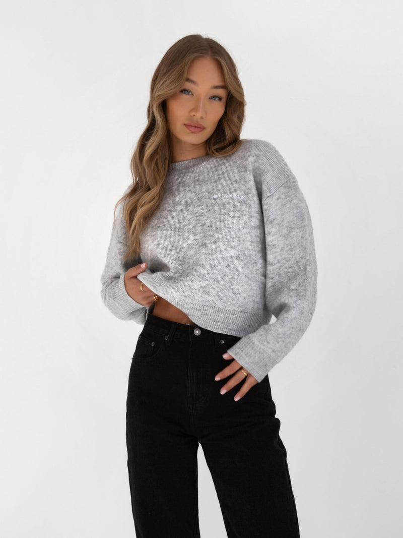 Elara Knitted Sweater - Marl Grey