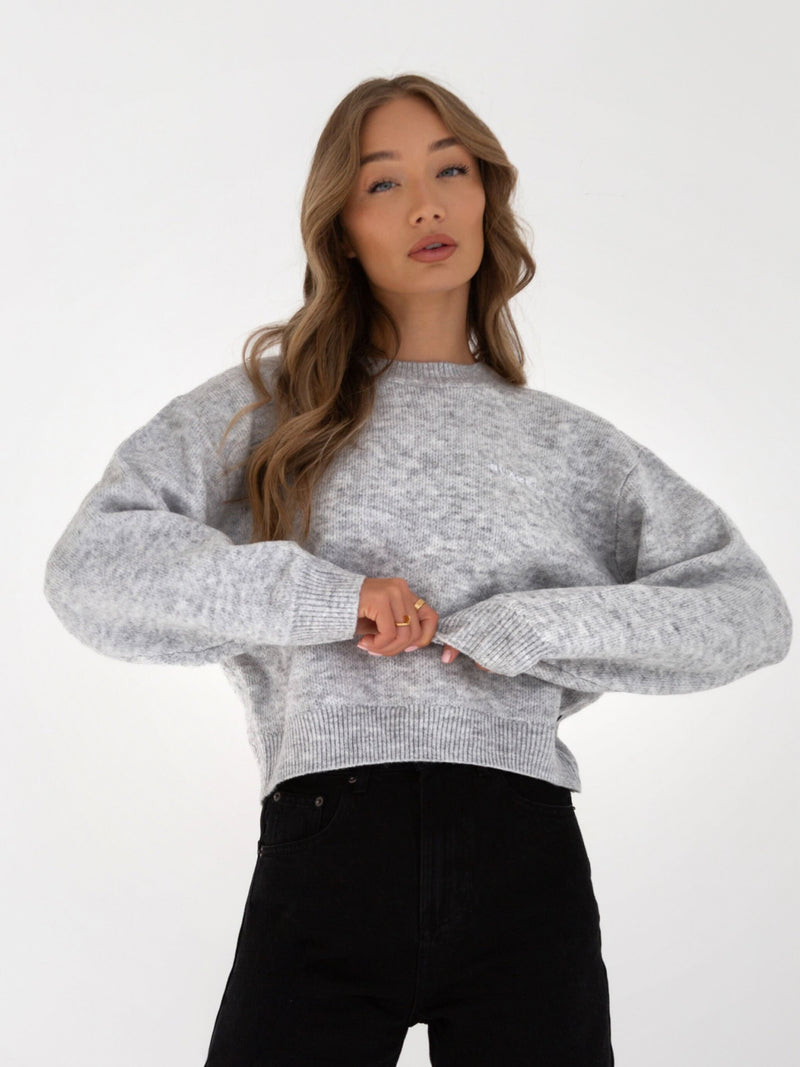 Elara Knitted Sweater - Marl Grey