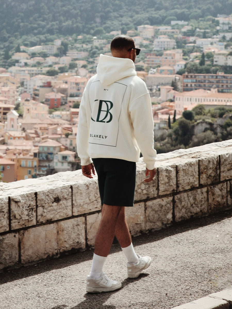 Riviera Initial Relaxed Hoodie Off White