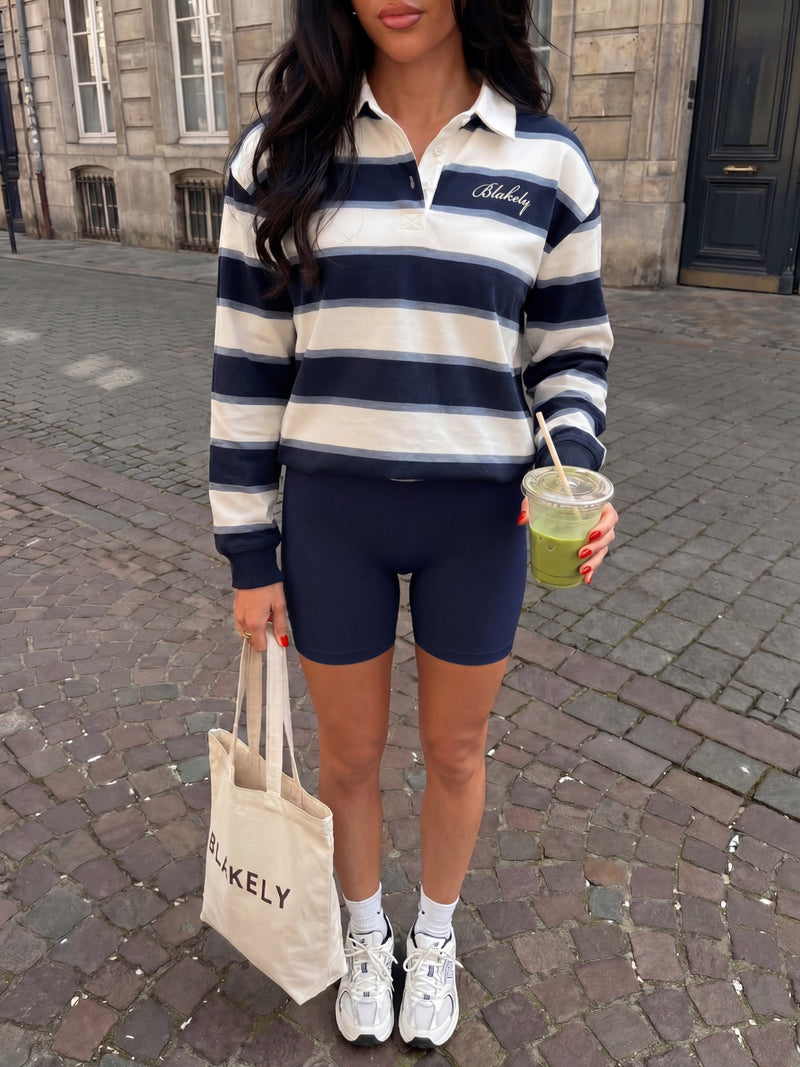 Skye Stripe Rugby Shirt - Navy Mix
