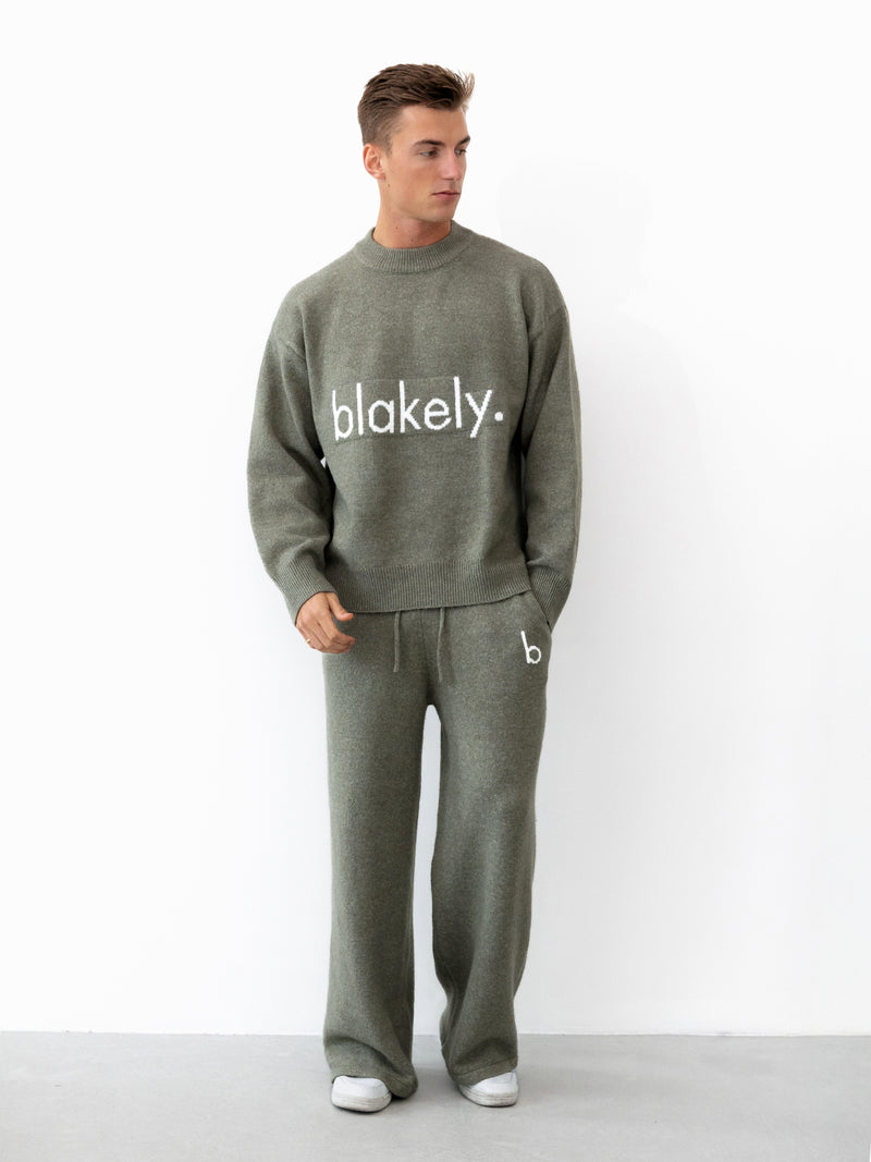 Alfie Knitted Wide Leg Sweatpants - Safari Green