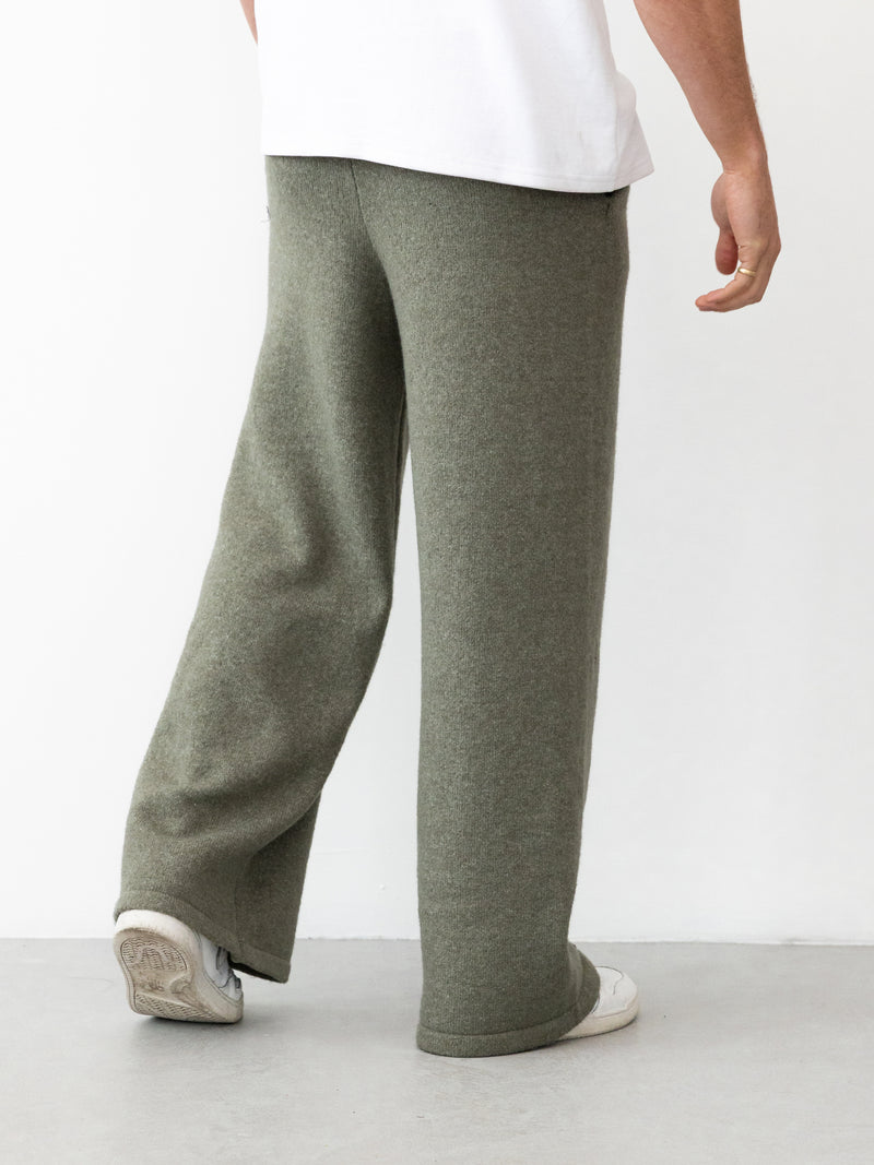 Alfie Knitted Wide Leg Sweatpants - Safari Green
