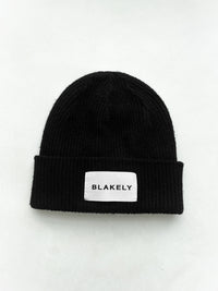 Label Knitted Beanie - Black