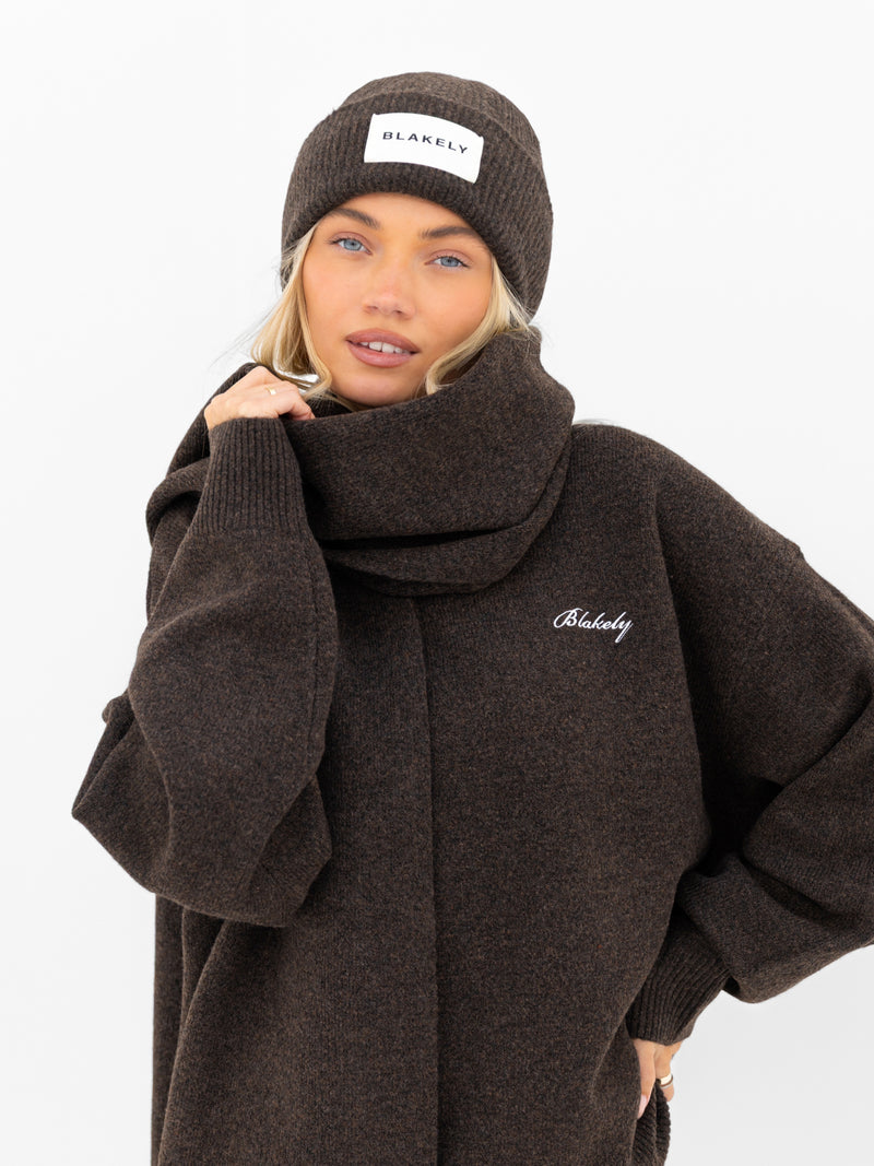 Label Knit Beanie - Chocolate Brown