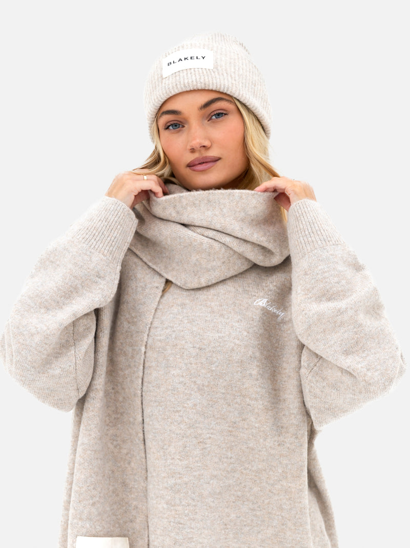 Label Knit Beanie - Toasted Taupe