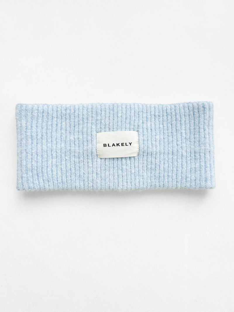Label Knitted Headband -  Baby Blue