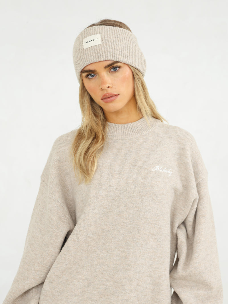 Label Knitted Headband - Toasted Taupe