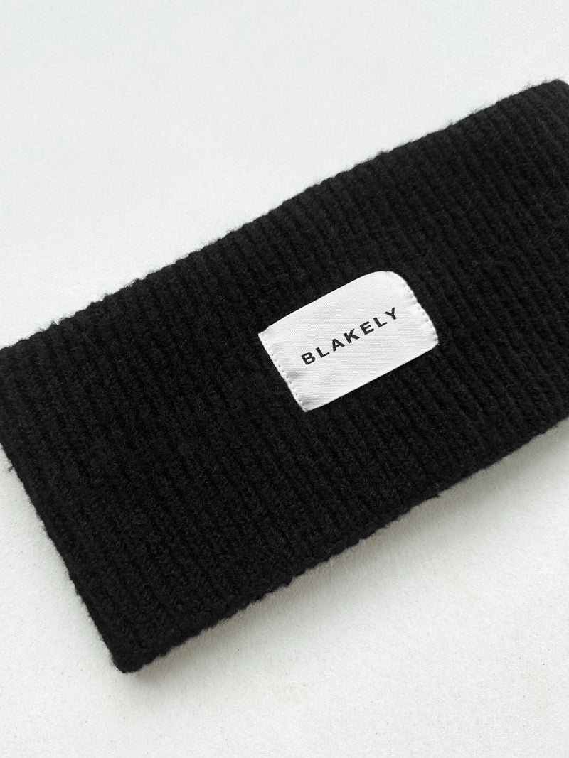 Label Knitted Headband - Black