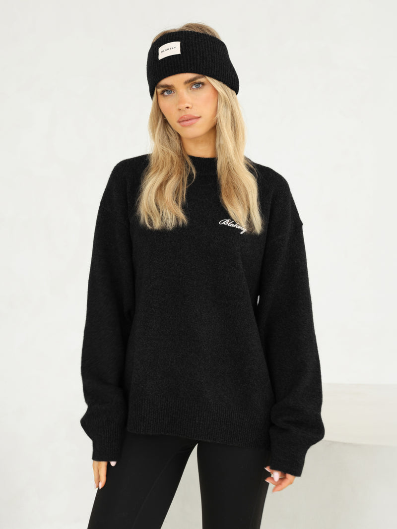 Label Knitted Headband - Black