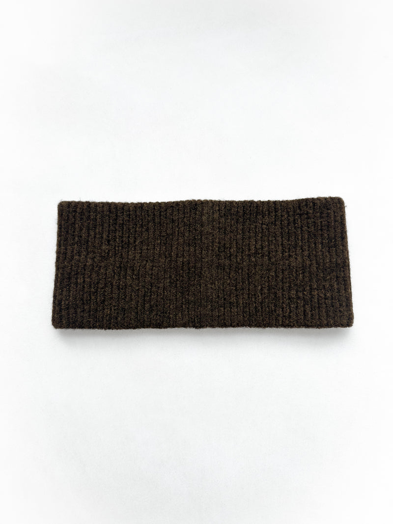 Label Knitted Headband - Chocolate Brown