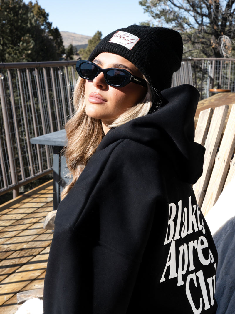 Script Label Knit Beanie - Black