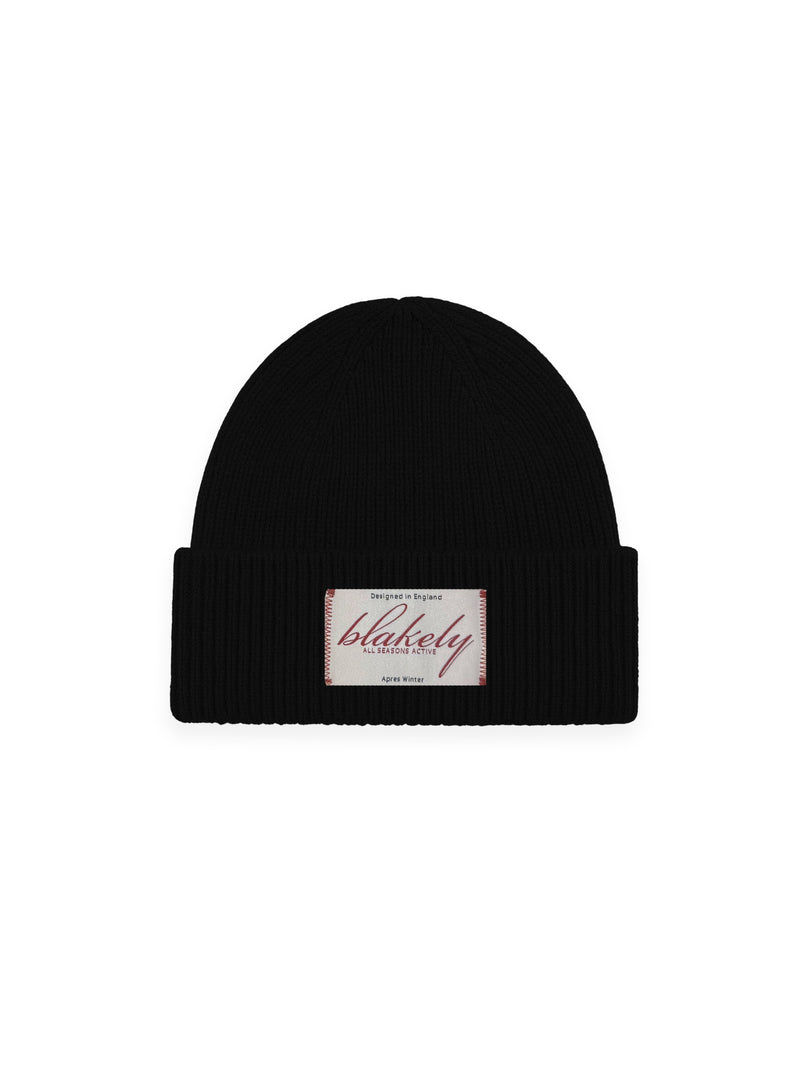 Script Label Knit Beanie - Black