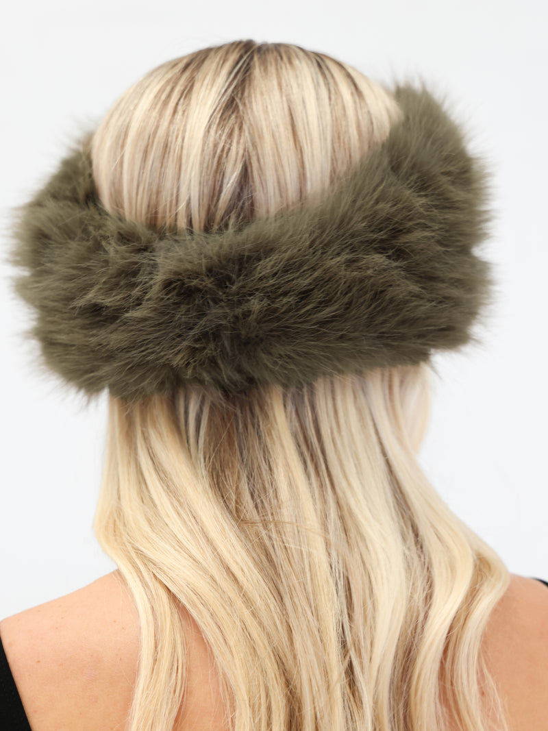 Gigi Faux Fur Headband - Green