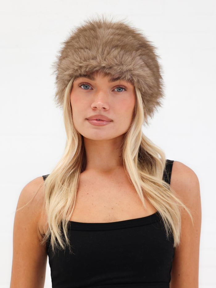 Gigi Faux Fur Headband - Light Brown