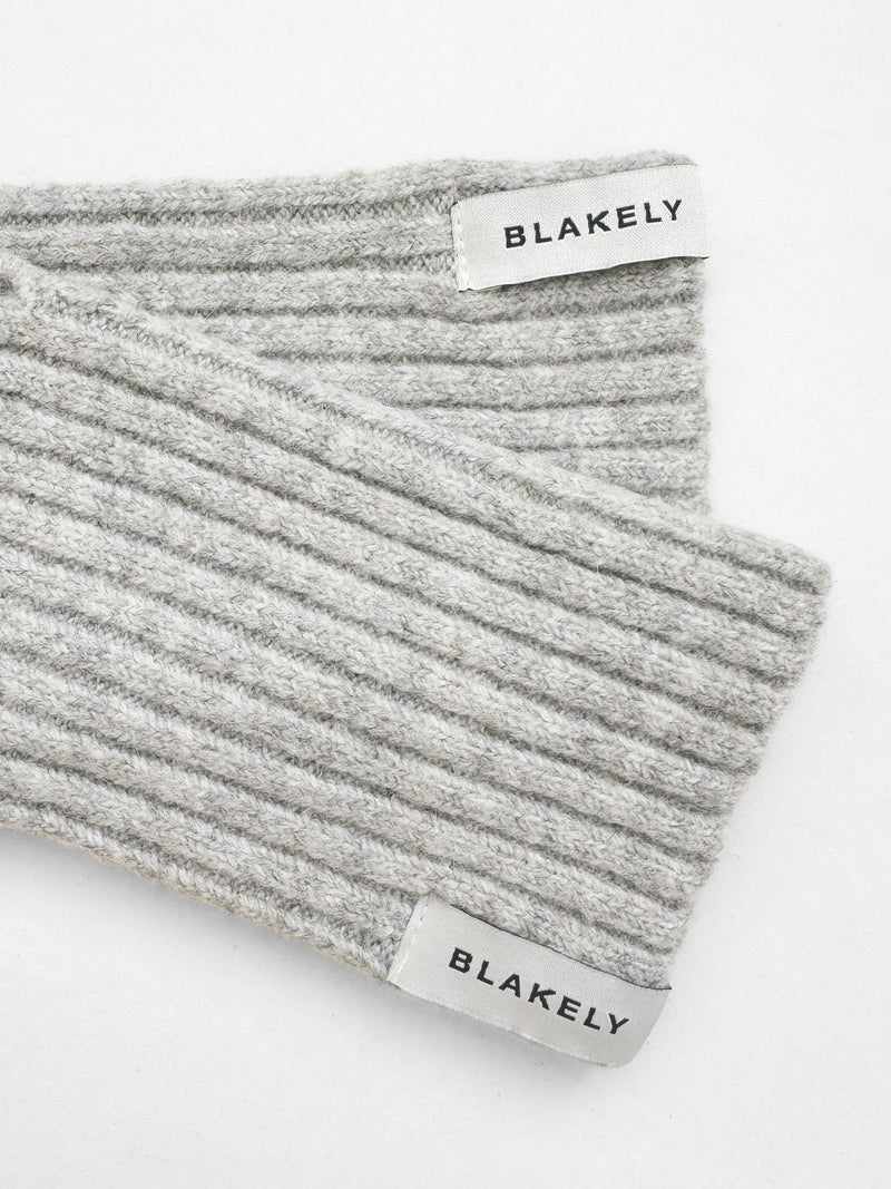 Label Knitted Wrist Warmers - Marl Grey