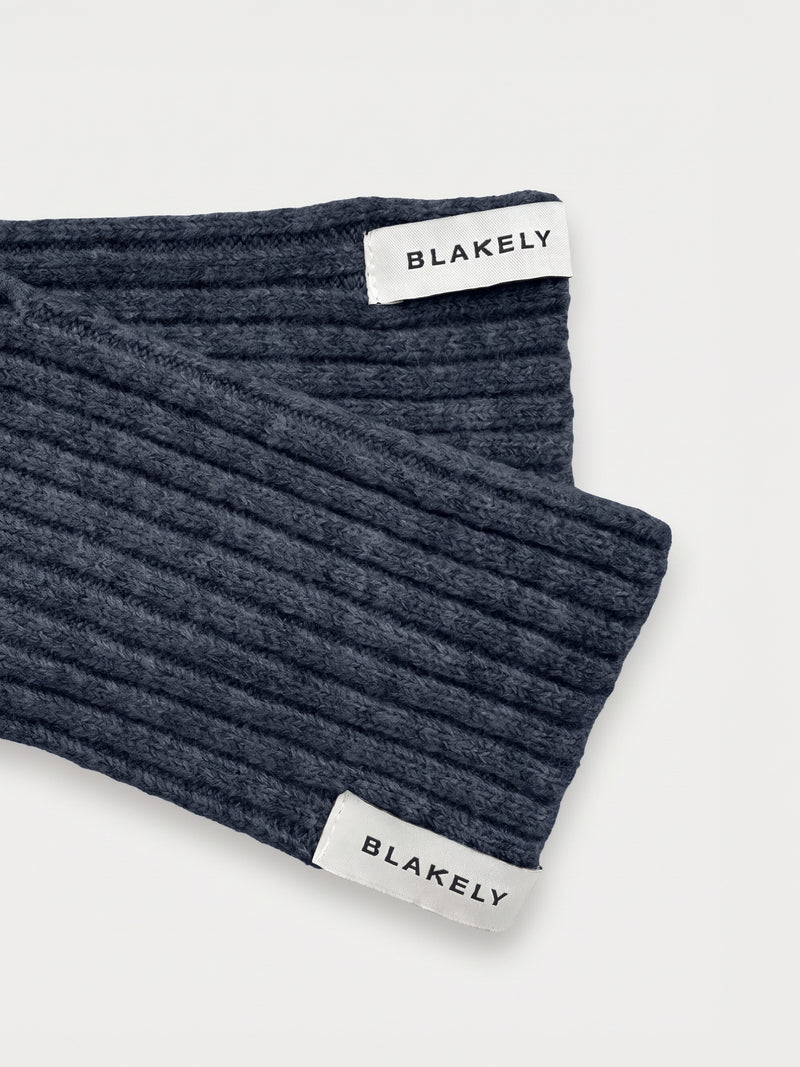 Label Knitted Wrist Warmers - True Navy