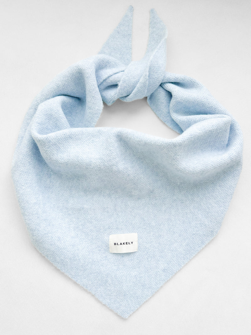 Label Knitted Triangle Scarf - Baby Blue