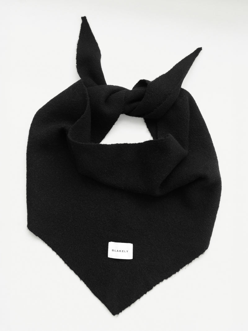 Label Knitted Triangle Scarf - Black