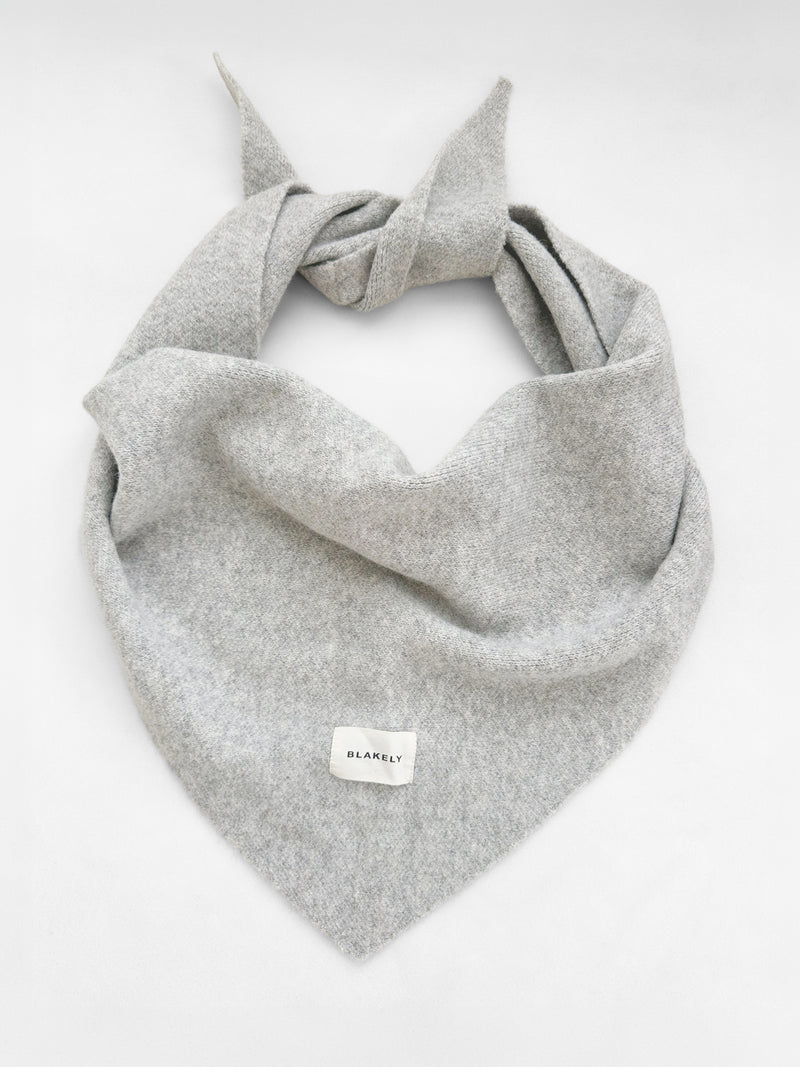 Label Knitted Triangle Scarf - Marl Grey