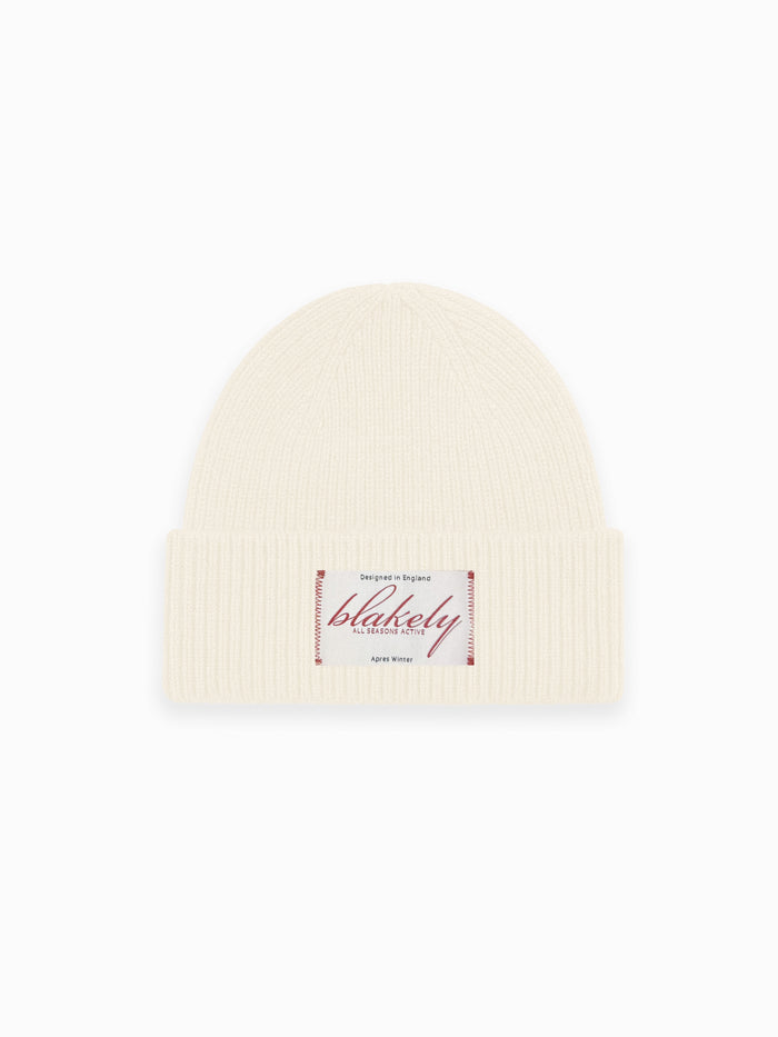 Script Label Knit Beanie - Cream