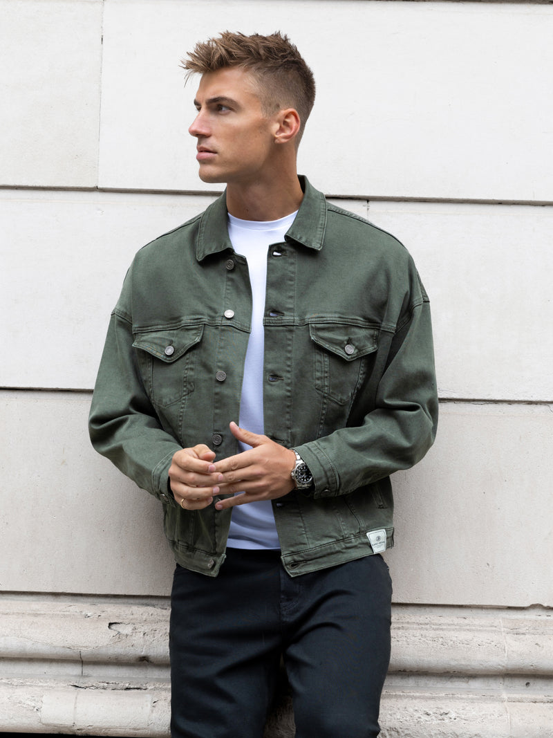 Blakely Denim Trucker Jacket - Olive Green