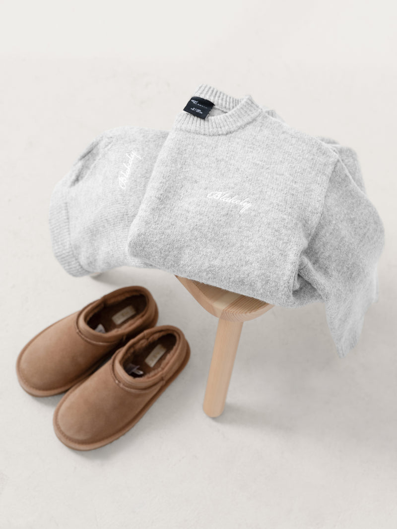 Mini Knitted Sweatpants - Marl Grey
