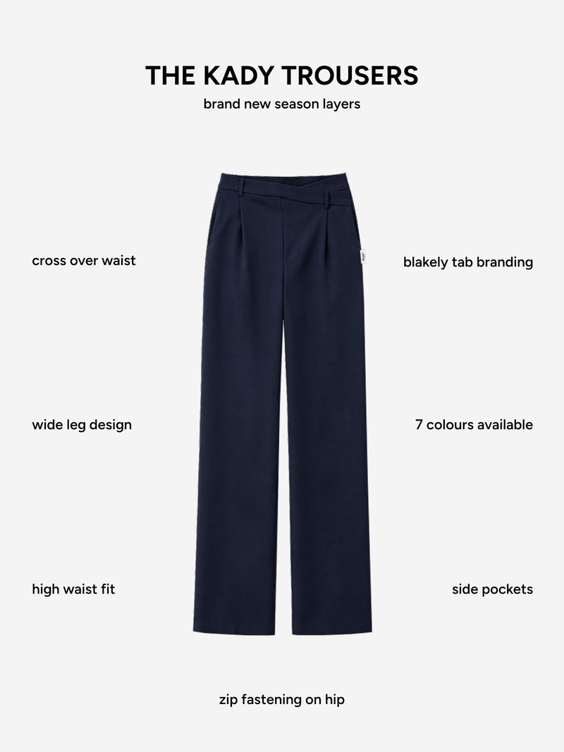 Kady Cross Over Trousers - Soft Navy