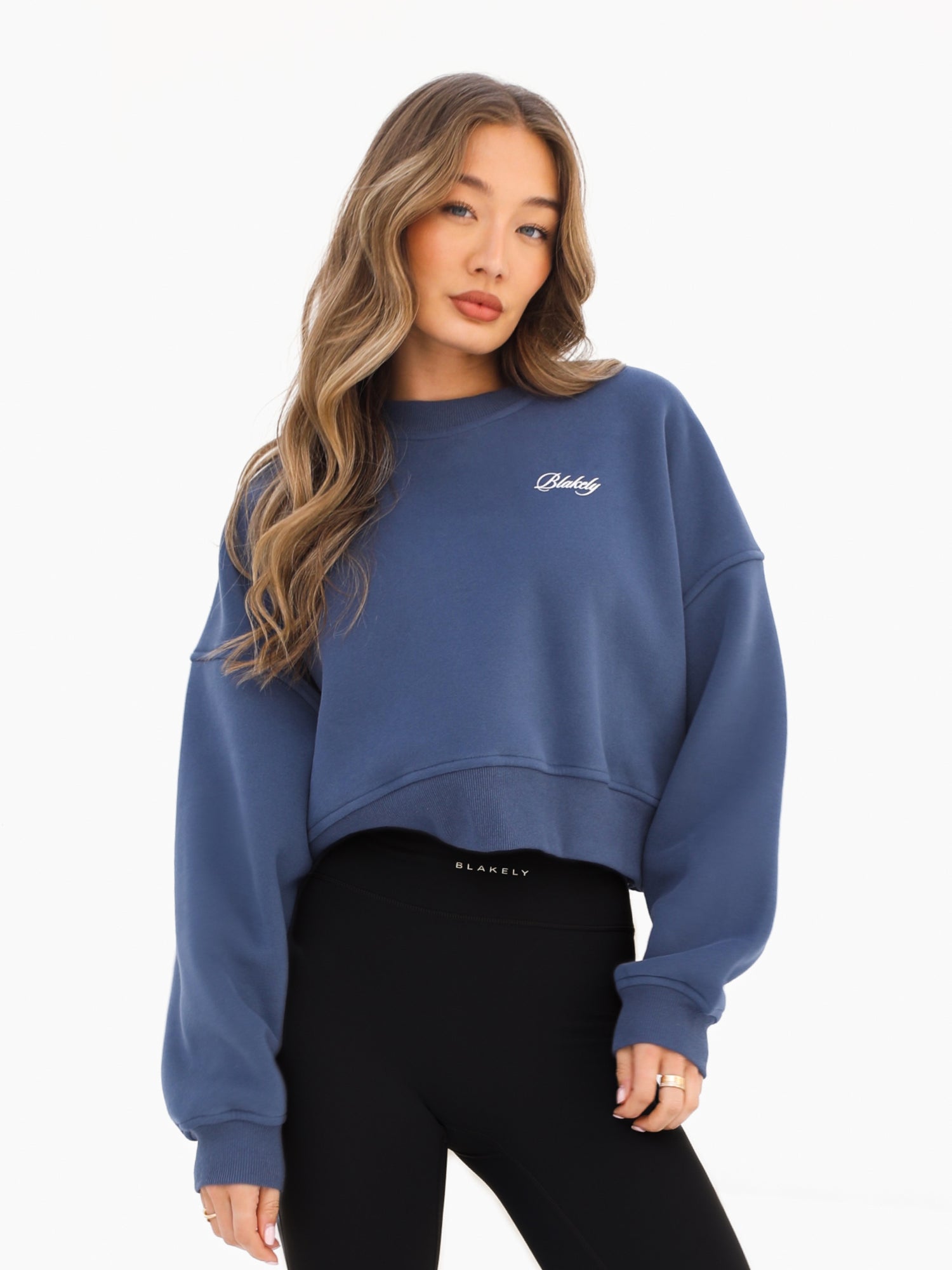 Buy Blakely Steel Blue Off Duty Cropped Sweater | Free Delivery on