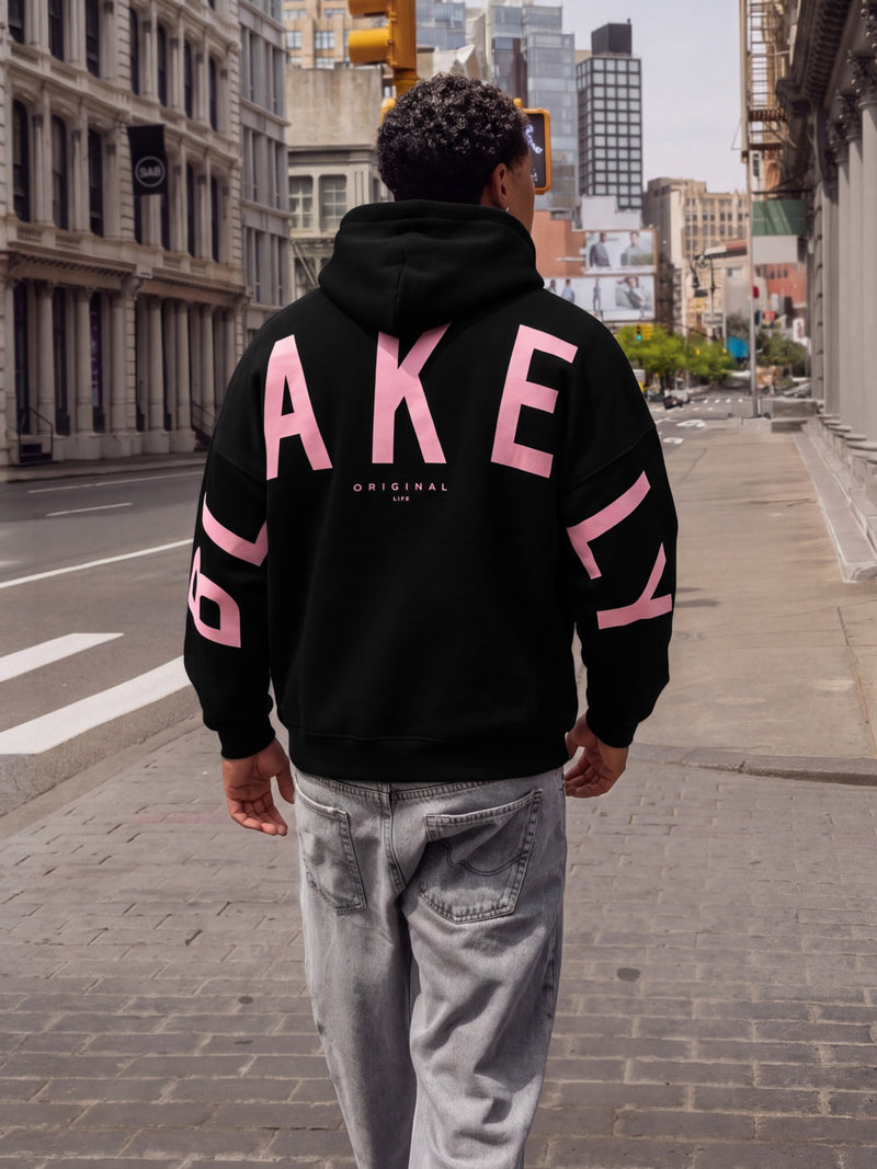 Members Idris Oversized Hoodie - Black & Pink