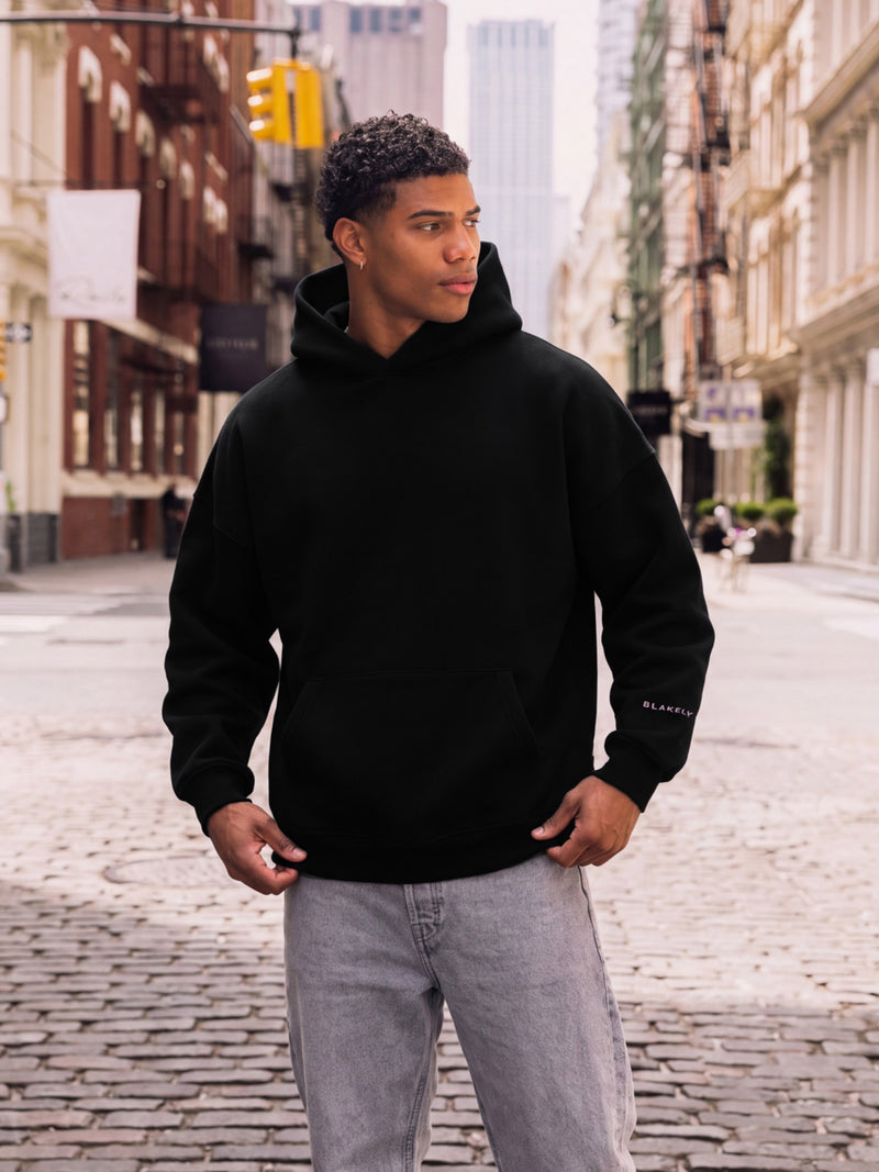 Members Idris Oversized Hoodie - Black & Pink