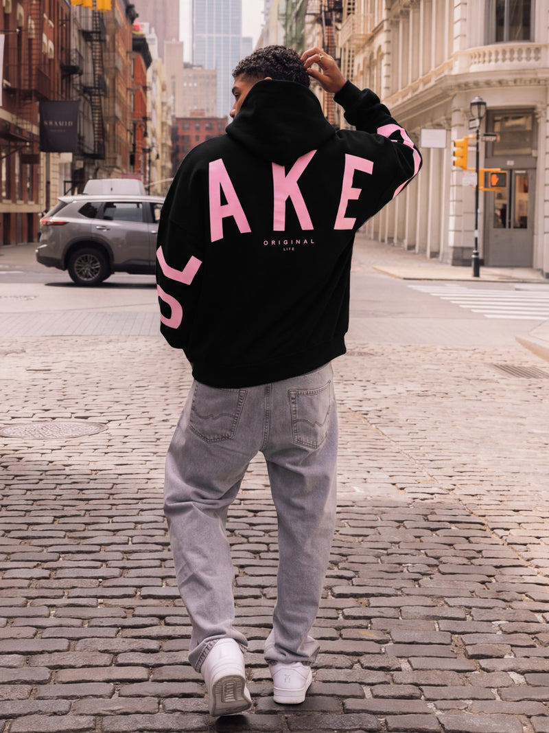 Members Idris Oversized Hoodie - Black & Pink