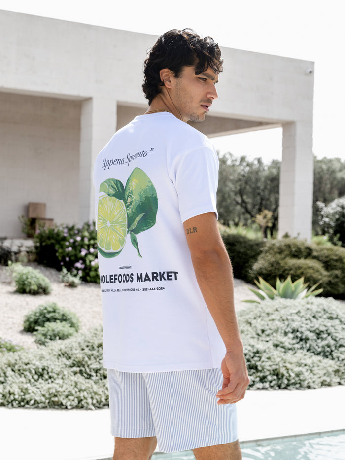 Lime Print Relaxed T-Shirt - White