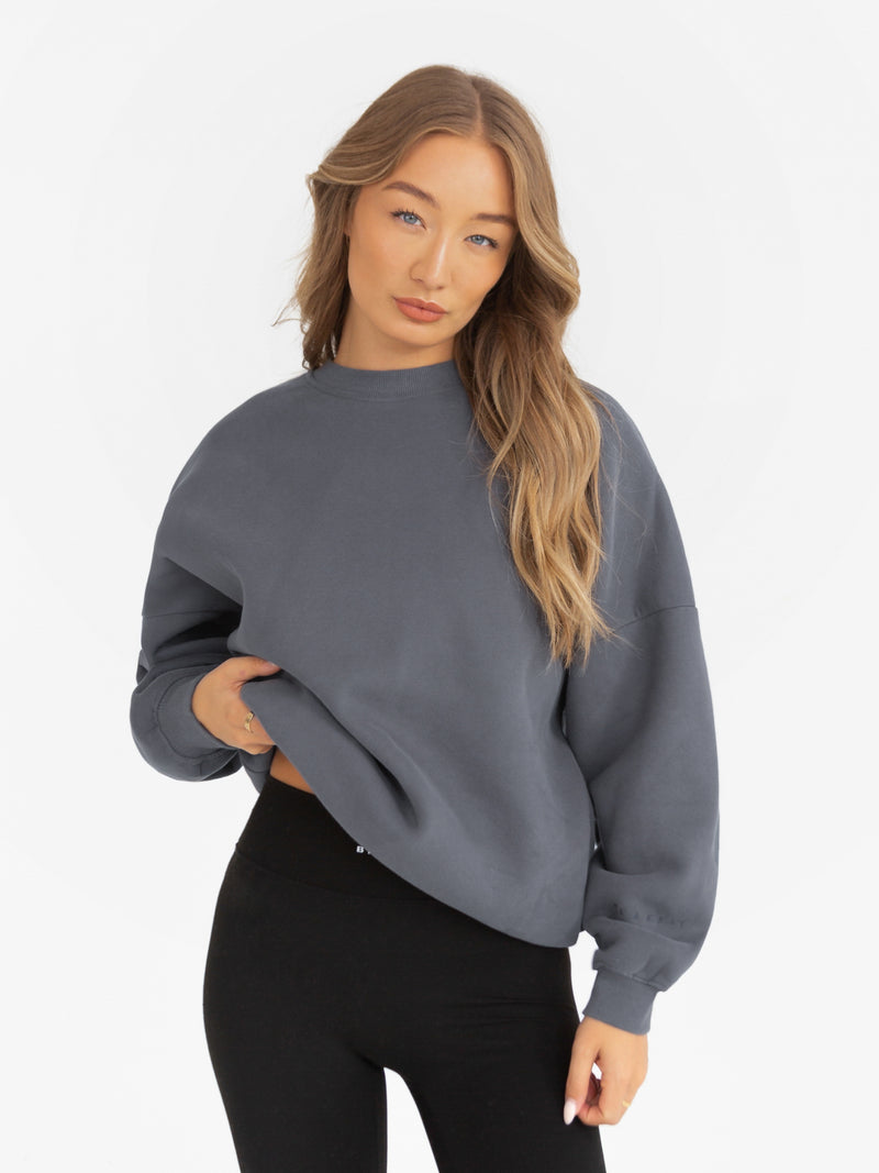 Isabel Tonal Oversized Sweater - Charcoal