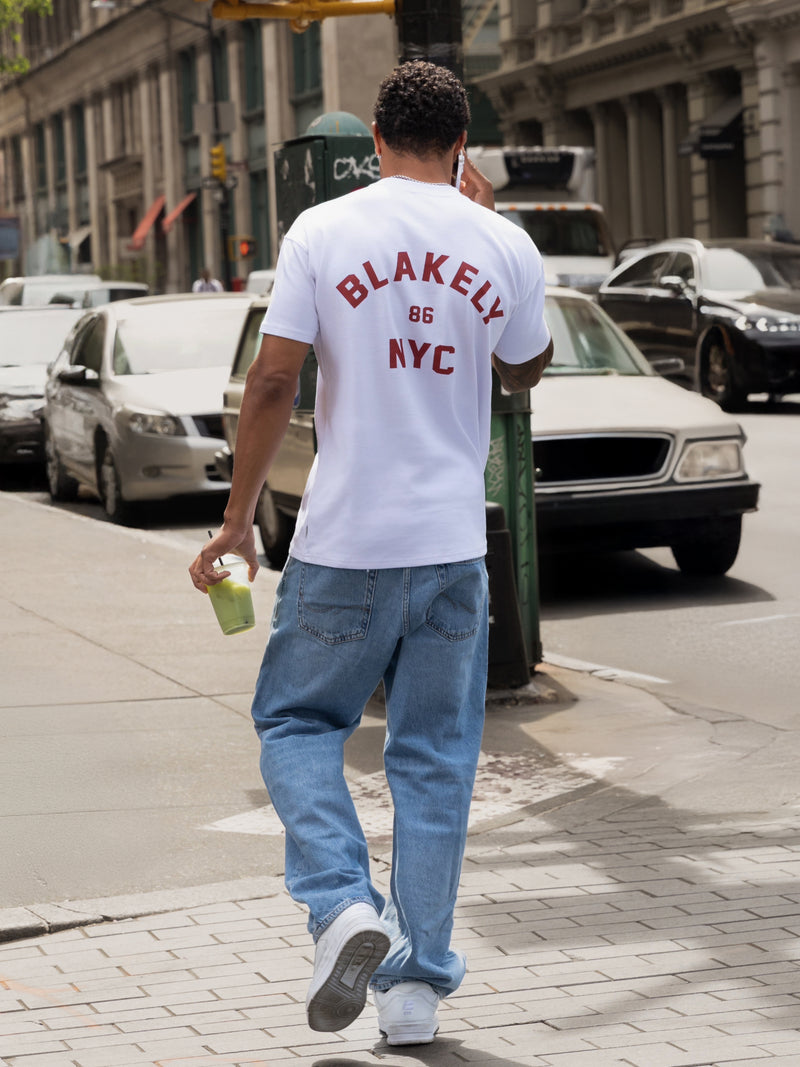 NYC Relaxed T-Shirt - White & Red