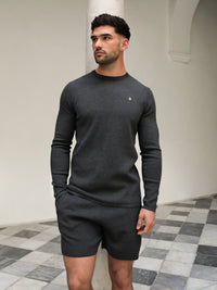 Riad Knitted Long Sleeve T-Shirt - Charcoal