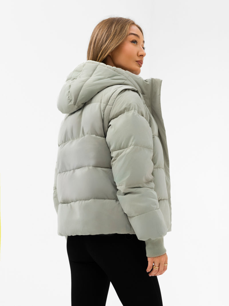 Multiway Puffer Coat 2 - Sage Green