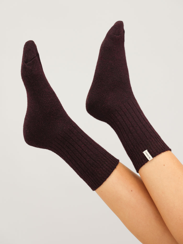 Label Knitted Socks - Dark Mulberry