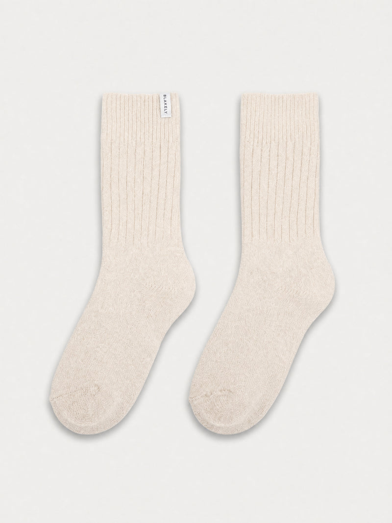 Label Knitted Socks - Vanilla