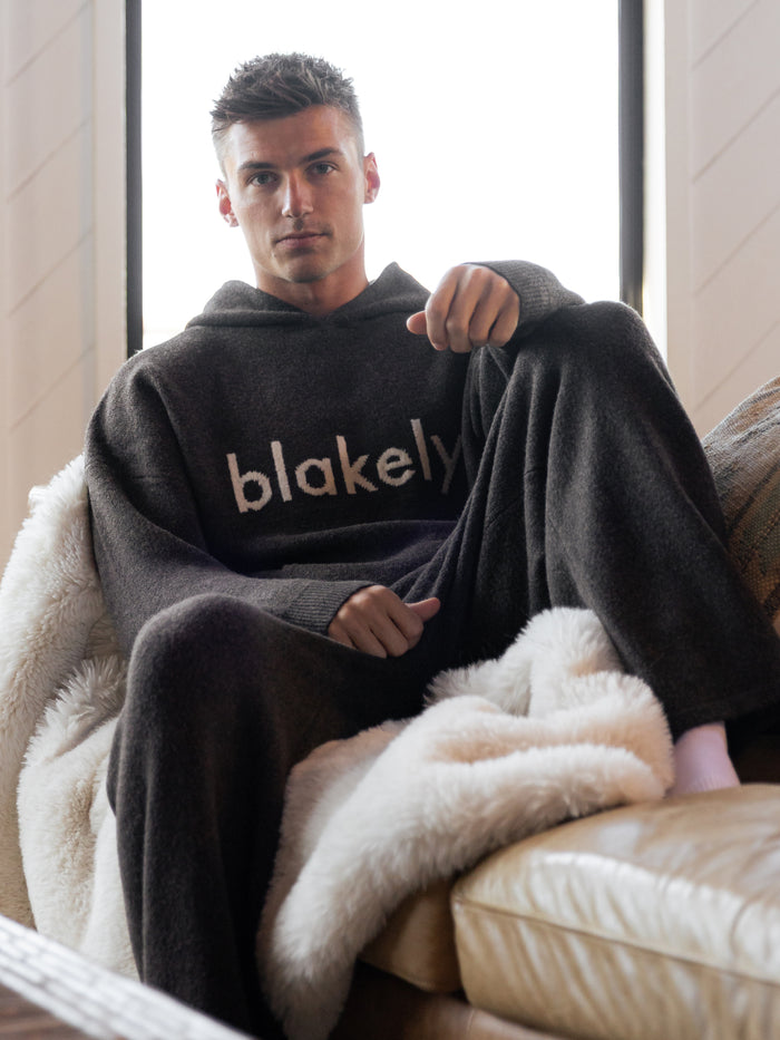 Alfie Relaxed Knitted Hoodie - Dark Brown